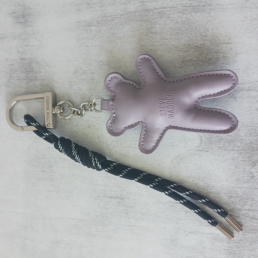 Steve Madden 2 Charms Accent Purple Puffy Bear Keychain Handbag Charm